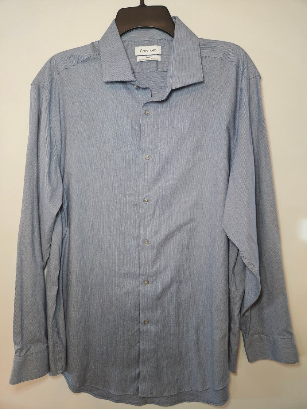 Calvin Klein Steel Slim Fit Stretch Wrinkle Free Blue Dress Shirt 17-32/33 XL 42
